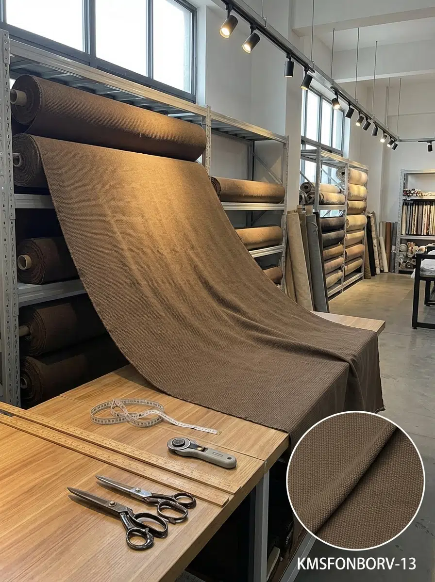 Armül Dokulu Fon Perdelik Kumaş 100en300boy - KOYU KAHVE