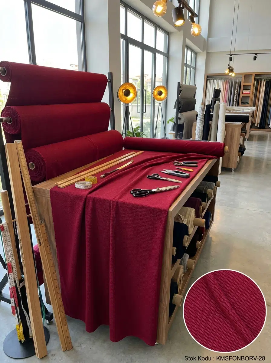 Armül Dokulu Fon Perdelik Kumaş 100en300boy - BORDO