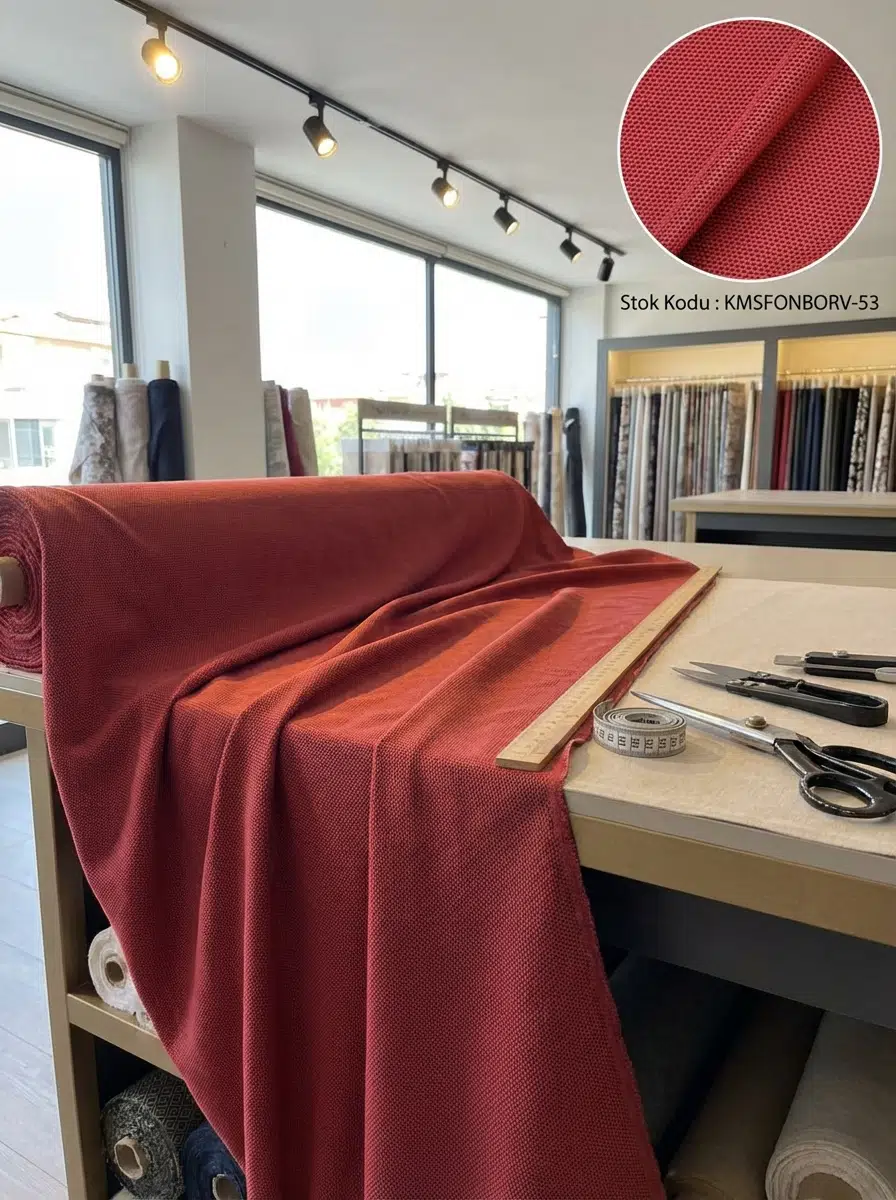 Armül Dokulu Fon Perdelik Kumaş 100en300boy - KIRMIZI