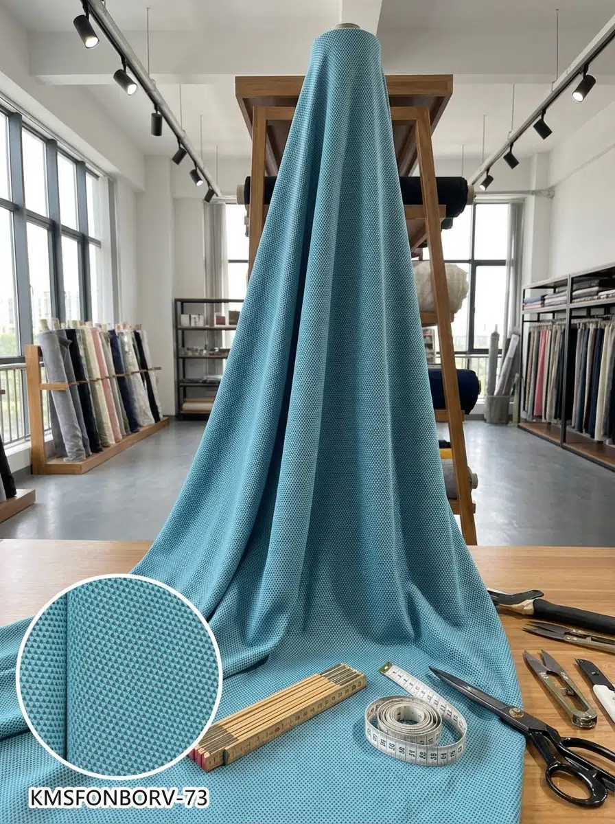 Armül Dokulu Fon Perdelik Kumaş 100en300boy - AÇIK MAVİ