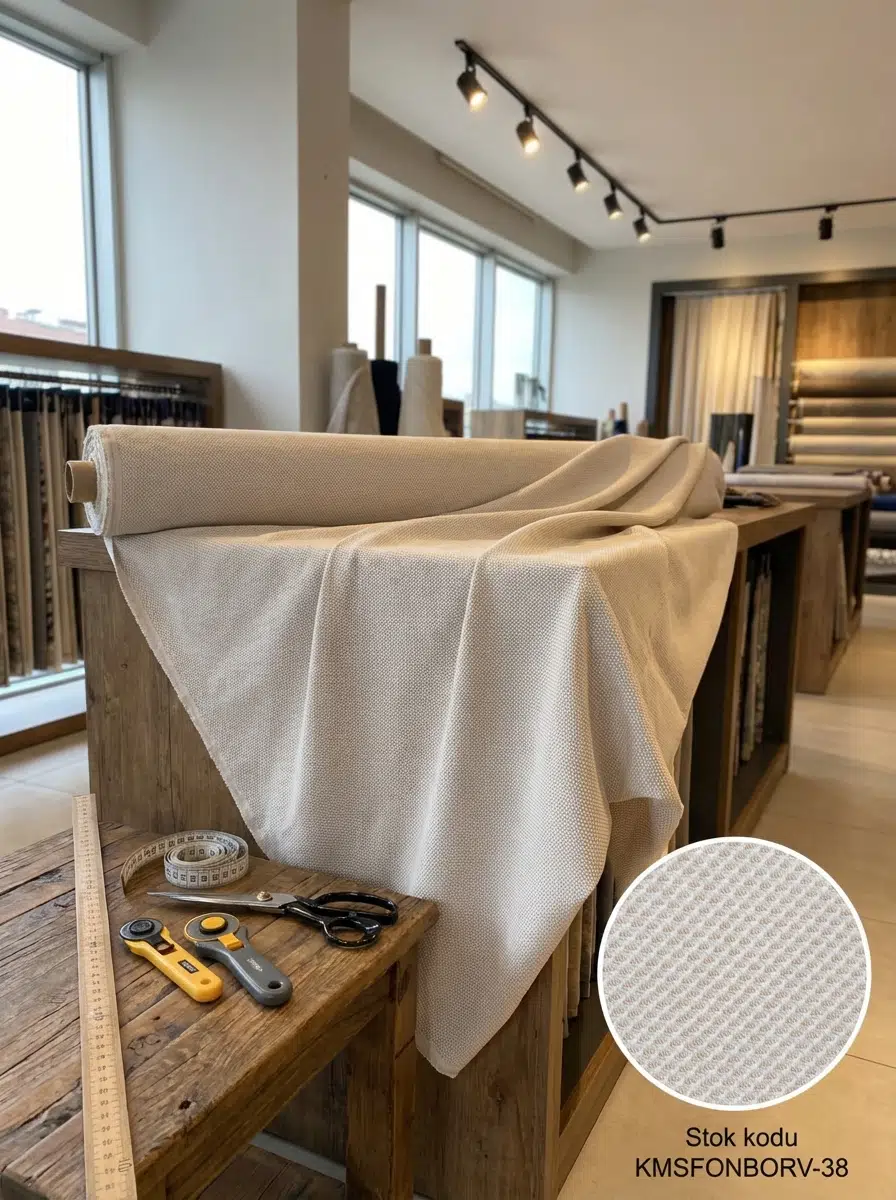 Armül Dokulu Fon Perdelik Kumaş 100en300boy - KREM