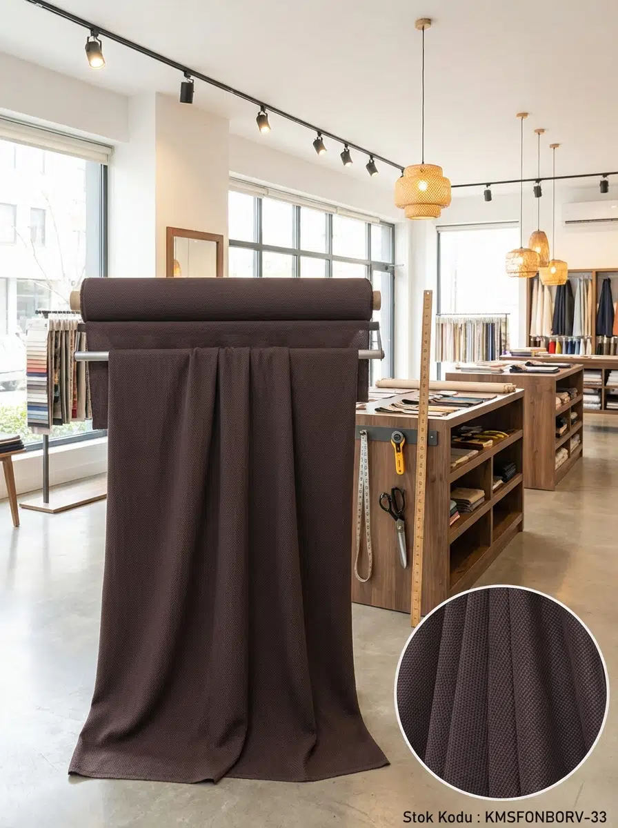 Armül Dokulu Fon Perdelik Kumaş 100en300boy - KAHVERENGİ