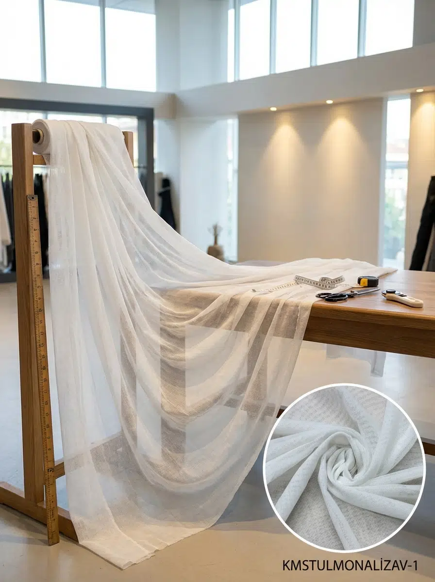 Armül Dokulu Tül Perdelik Kumaş 100en330boy - BEYAZ