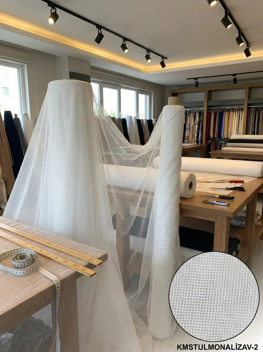 Armül Dokulu Tül Perdelik Kumaş 100en330boy - EKRU