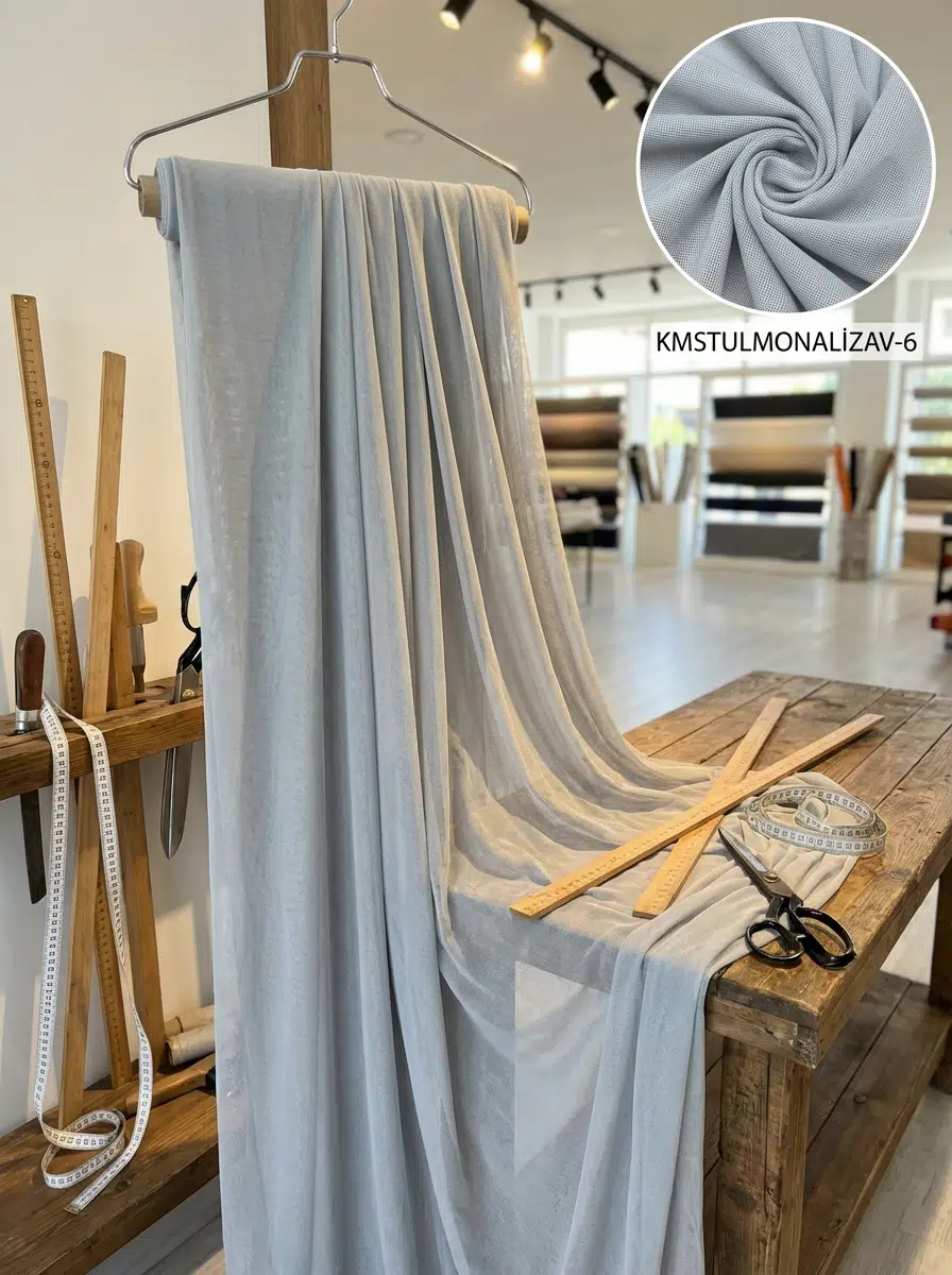 Armül Dokulu Tül Perdelik Kumaş 100en330boy - GRİ