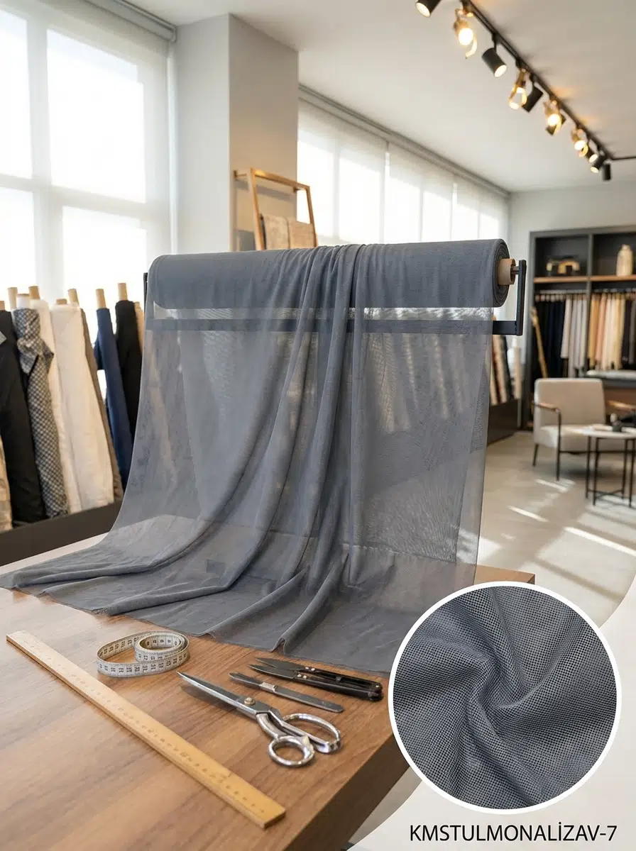 Armül Dokulu Tül Perdelik Kumaş 100en330boy - ANTRASİT