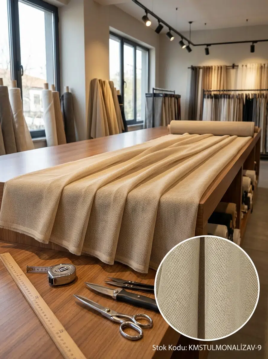 Armül Dokulu Tül Perdelik Kumaş 100en330boy - AÇIK KAHVE