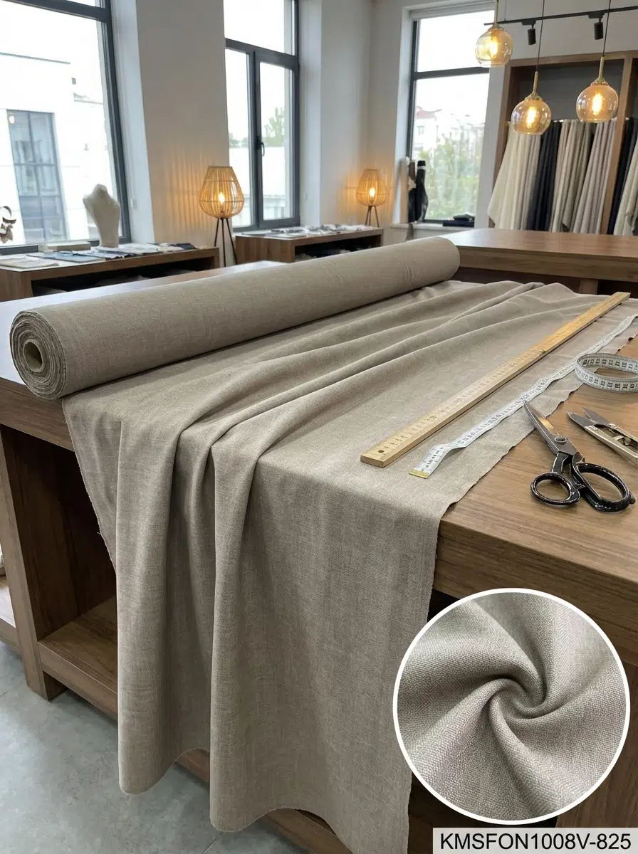 Armül Keten Efektli Kumaş 100en300boy - KAHVE