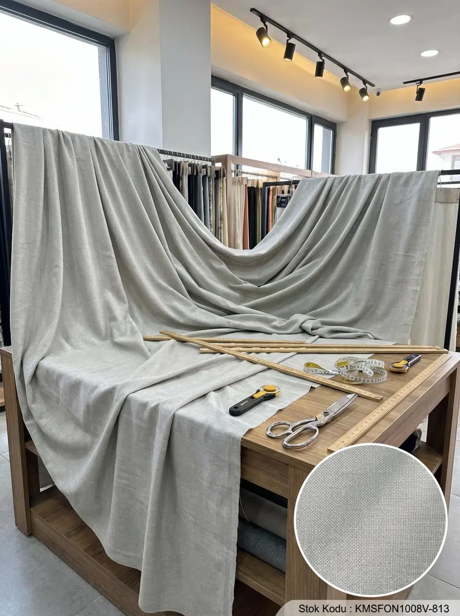 Armül Keten Efektli Kumaş 100en300boy - AÇIK GRİ