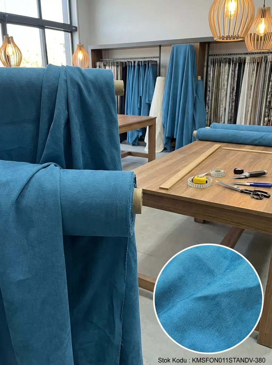 Armül Keten Efektli Perdelik Kumaş 100en300boy - MAVİ