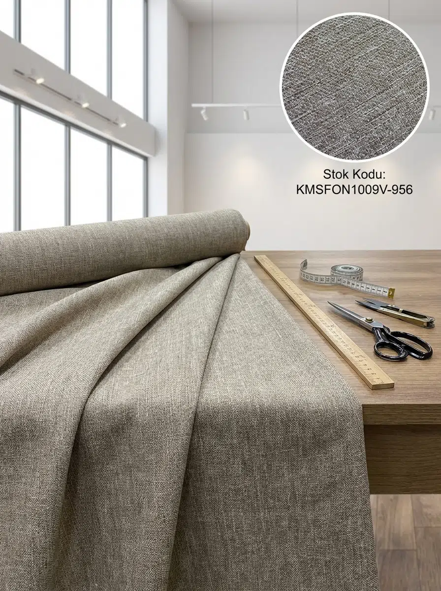 Armül Keten Efektli Perdelik Kumaş 100en300boy - KAHVERENGİ