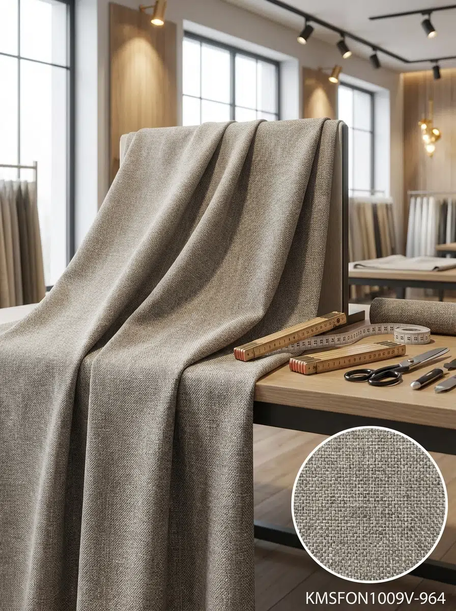 Armül Keten Efektli Perdelik Kumaş 100en300boy - KAHVE