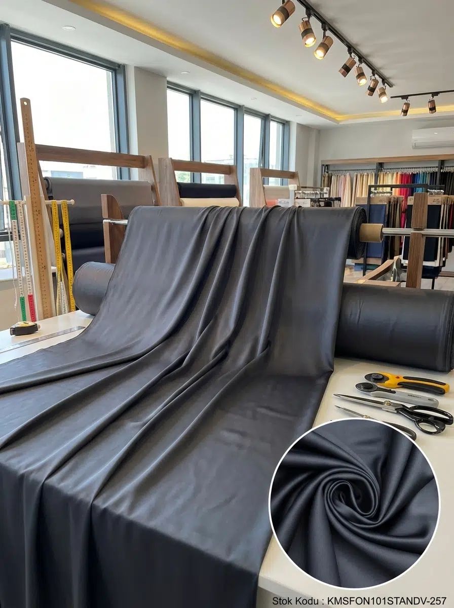 Armül Saten Blackout Perdelik Kumaş 100en300boy - KOYU GRİ