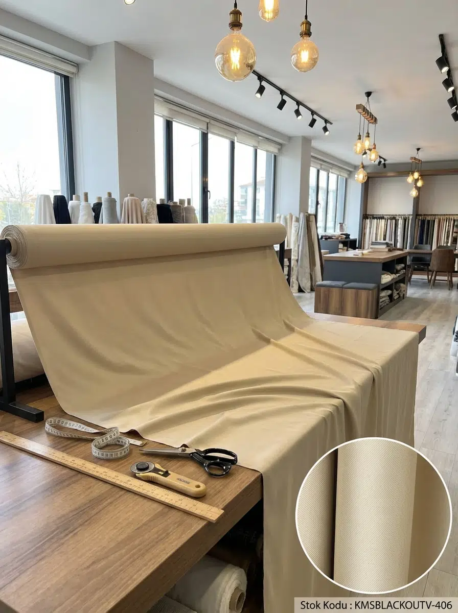 Blackout Çift Taraflı Saten Dokuma Fon Perdelik Kumaş 100en300boy - BEJ