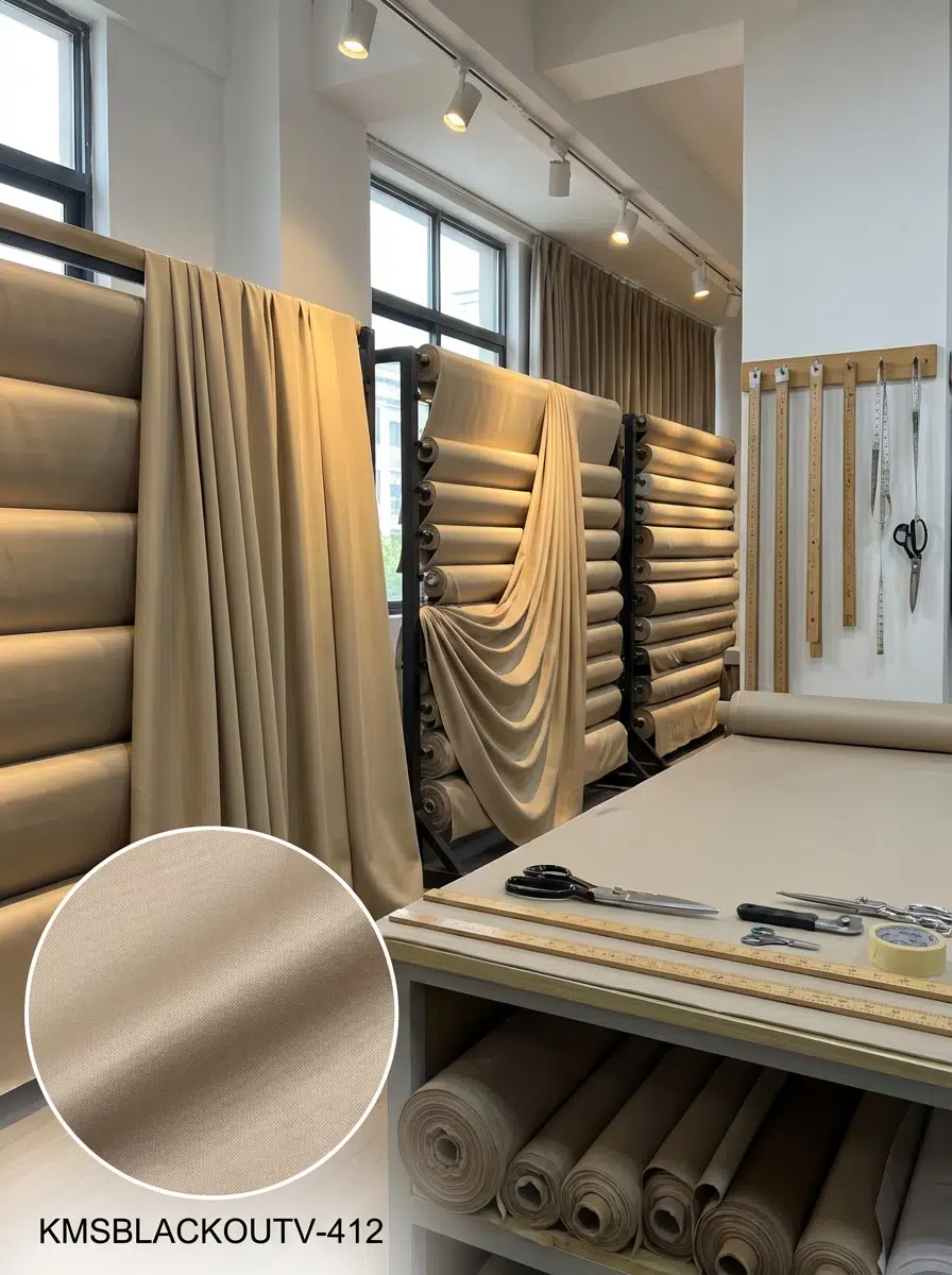 Blackout Çift Taraflı Saten Dokuma Fon Perdelik Kumaş 100en300boy - KOYU BEJ