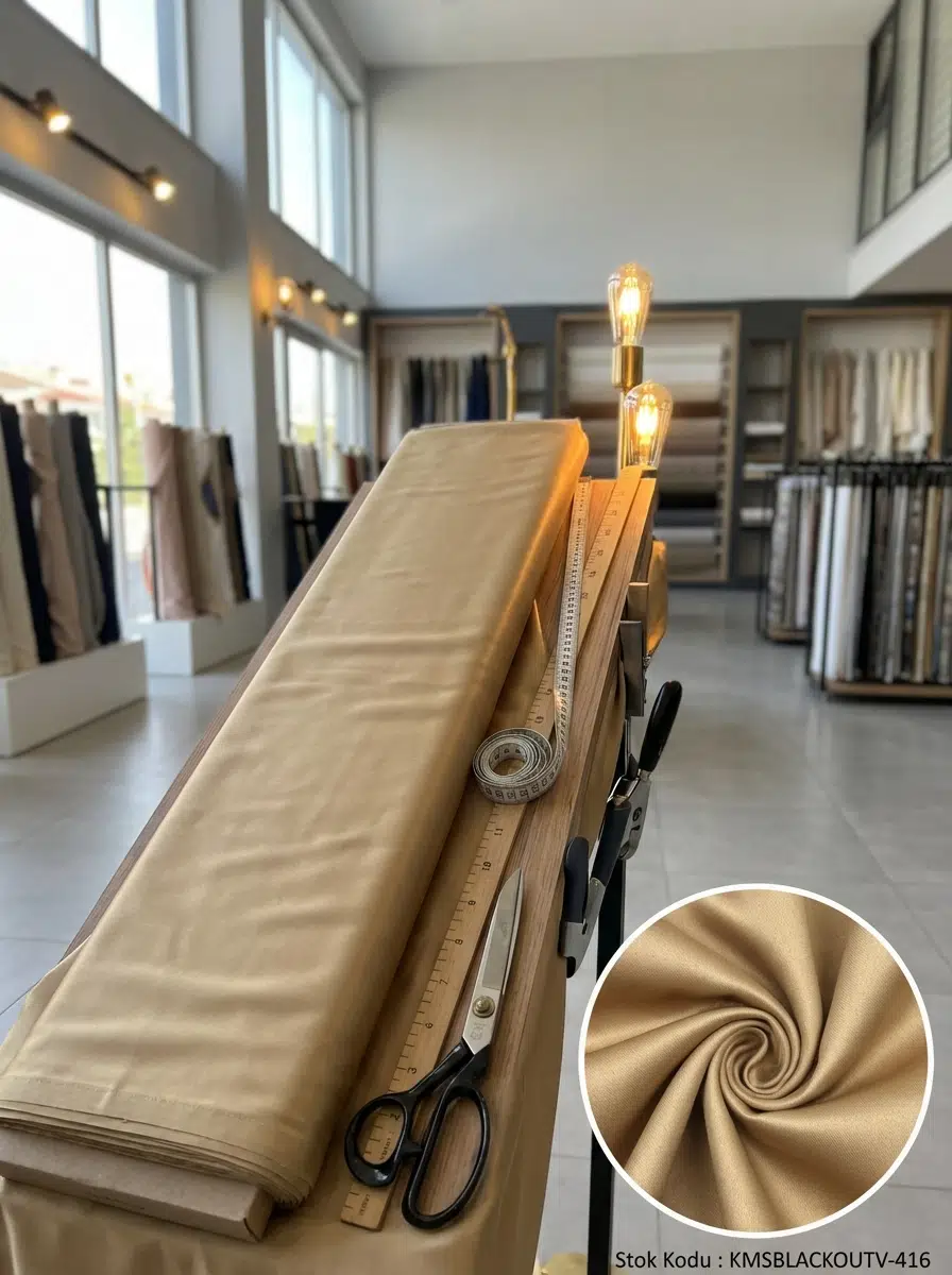 Blackout Çift Taraflı Saten Dokuma Fon Perdelik Kumaş 100en300boy - CAMEL
