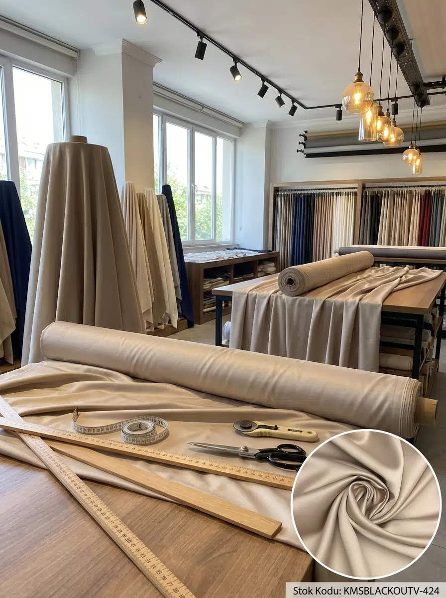 Blackout Çift Taraflı Saten Dokuma Fon Perdelik Kumaş 100en300boy - AÇIK CAMEL