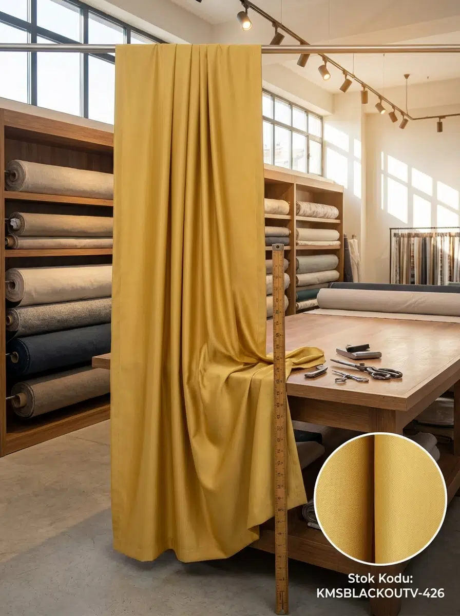 Blackout Çift Taraflı Saten Dokuma Fon Perdelik Kumaş 100en300boy - HARDAL