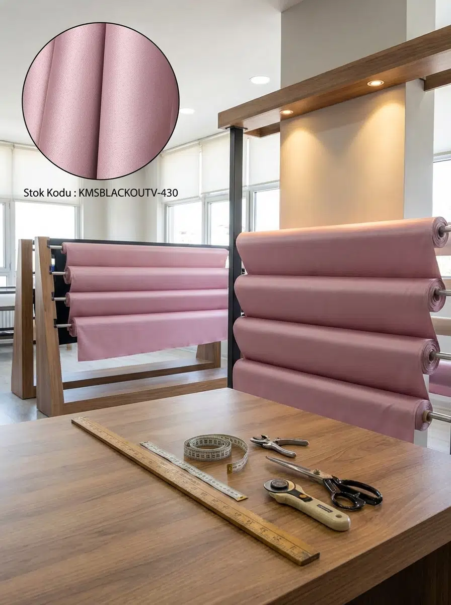 Blackout Çift Taraflı Saten Dokuma Fon Perdelik Kumaş 100en300boy - PUDRA