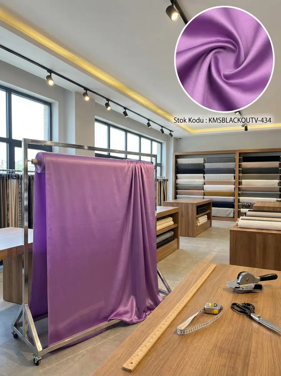 Blackout Çift Taraflı Saten Dokuma Fon Perdelik Kumaş 100en300boy - LİLA