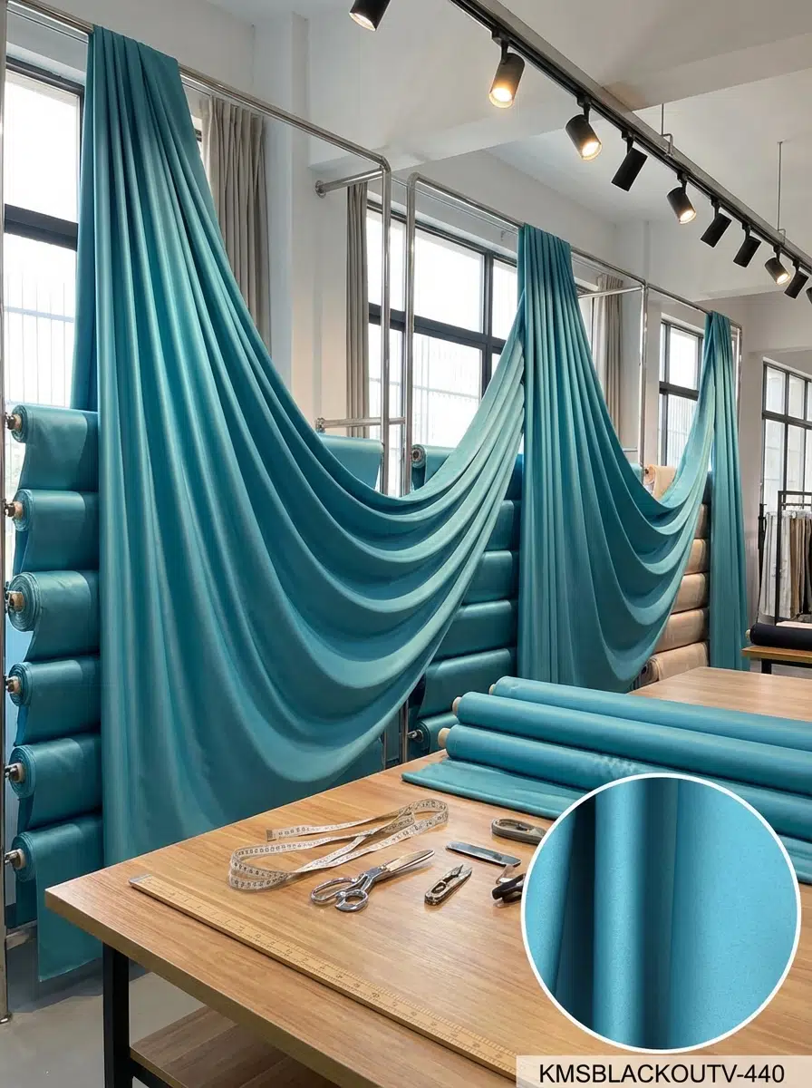 Blackout Çift Taraflı Saten Dokuma Fon Perdelik Kumaş 100en300boy - PETROL MAVİ