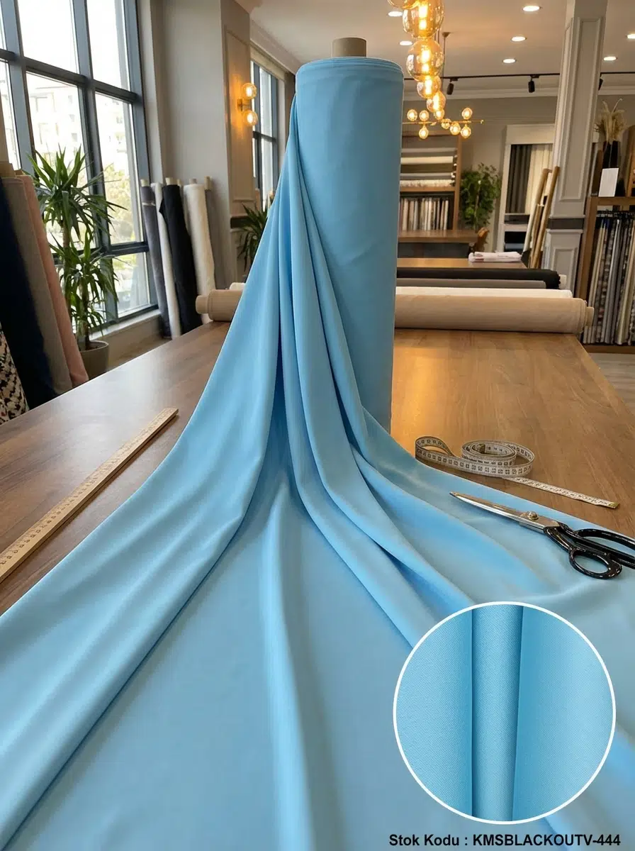 Blackout Çift Taraflı Saten Dokuma Fon Perdelik Kumaş 100en300boy - CAM MAVİ