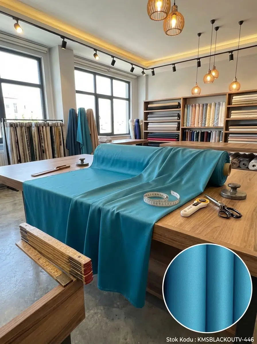 Blackout Çift Taraflı Saten Dokuma Fon Perdelik Kumaş 100en300boy - KOYU PETROL