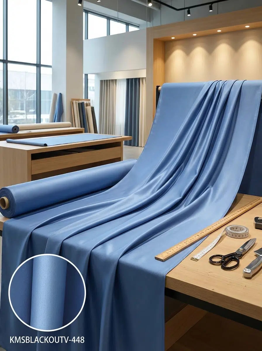 Blackout Çift Taraflı Saten Dokuma Fon Perdelik Kumaş 100en300boy - KOYU MAVİ