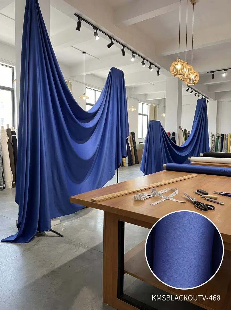 Blackout Çift Taraflı Saten Dokuma Fon Perdelik Kumaş 100en300boy - AÇIK LACİVERT