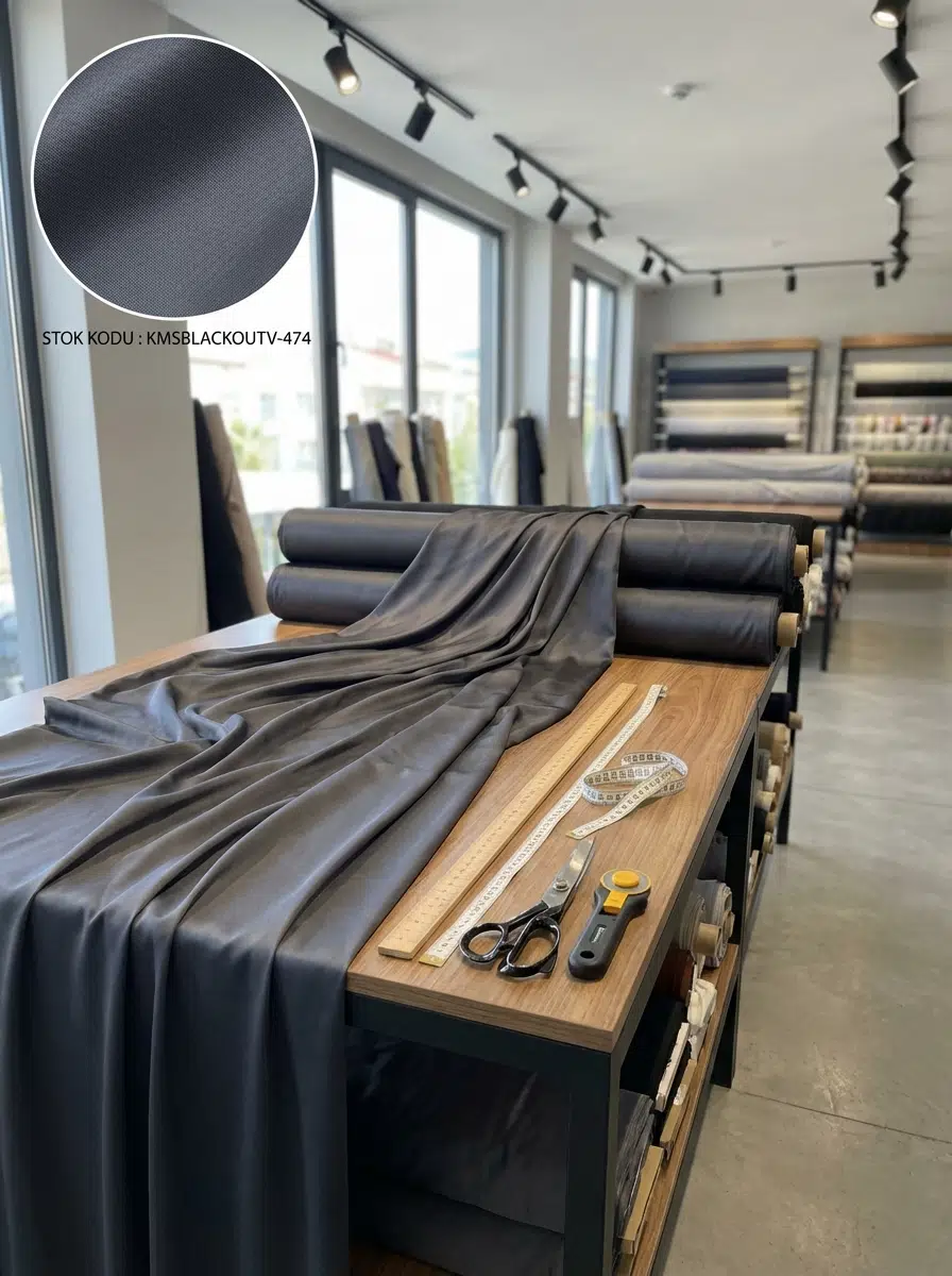 Blackout Çift Taraflı Saten Dokuma Fon Perdelik Kumaş 100en300boy - K.GRİ