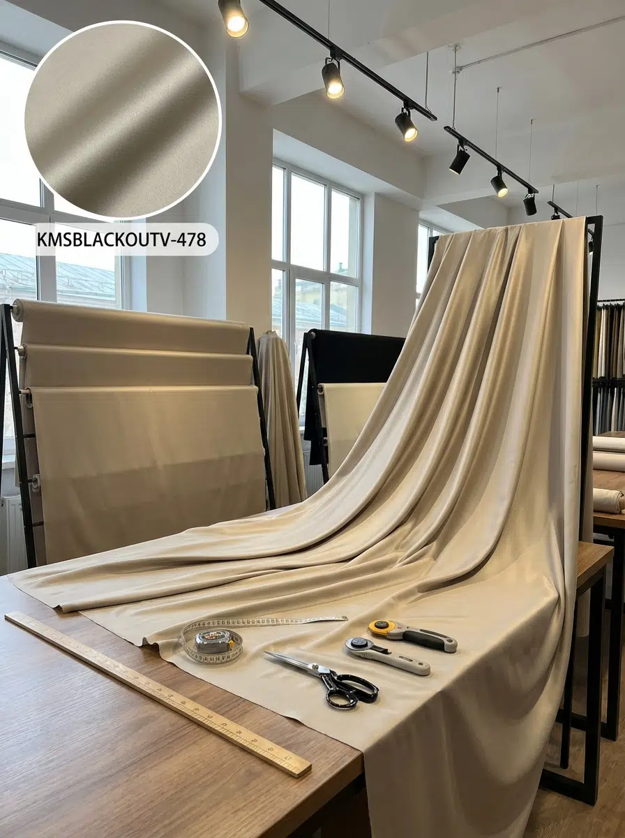 Blackout Çift Taraflı Saten Dokuma Fon Perdelik Kumaş 100en300boy - AÇIK KİMYON