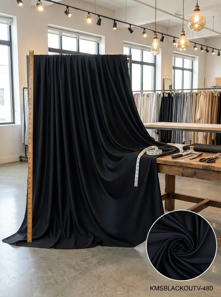 Blackout Çift Taraflı Saten Dokuma Fon Perdelik Kumaş 100en300boy - SİYAH