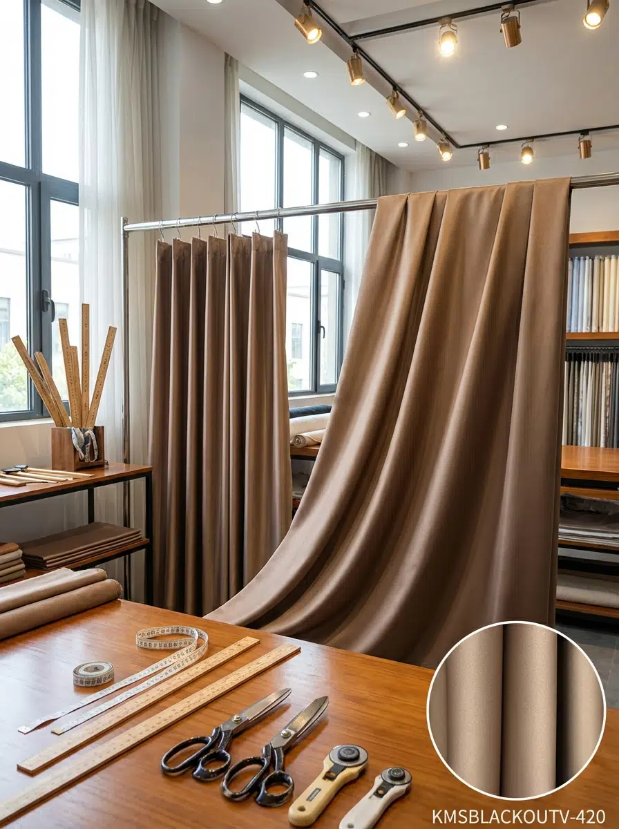 Blackout Çift Taraflı Saten Dokuma Fon Perdelik Kumaş 100en300boy - KOYU KAHVE