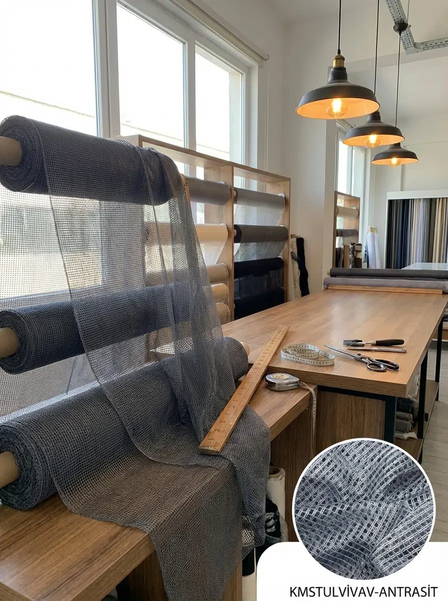 Dekoratif Jakar Desenli Tül Perdelik Kumaş 100en300boy - ANTRASİT