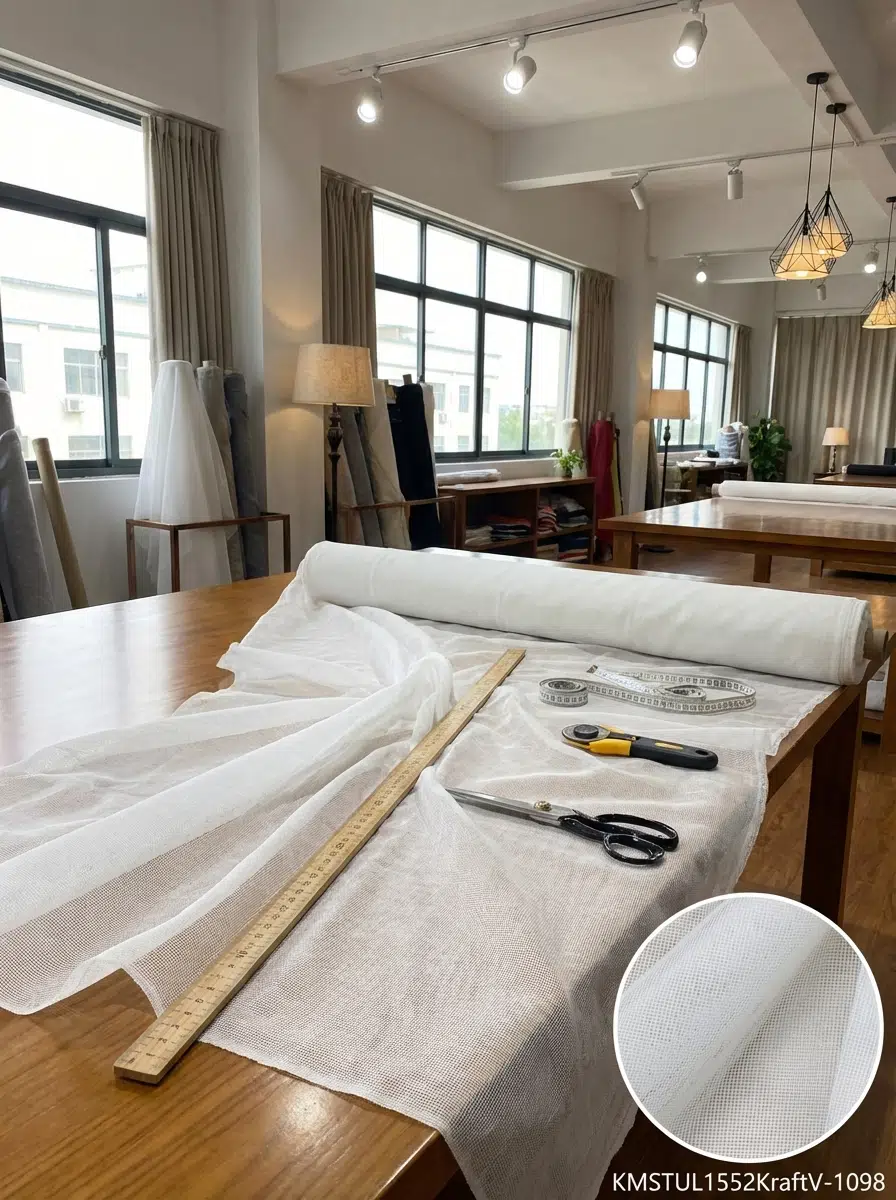 Dekoratif Keten Efektli Tül Perdelik Kumaş 100en300boy - KREM