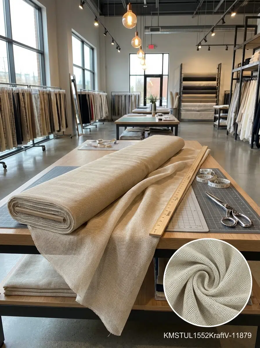 Dekoratif Keten Efektli Tül Perdelik Kumaş 100en300boy - BEJ