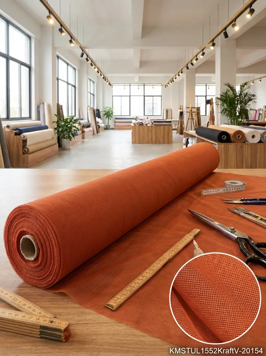 Dekoratif Keten Efektli Tül Perdelik Kumaş 100en300boy - KİREMİT