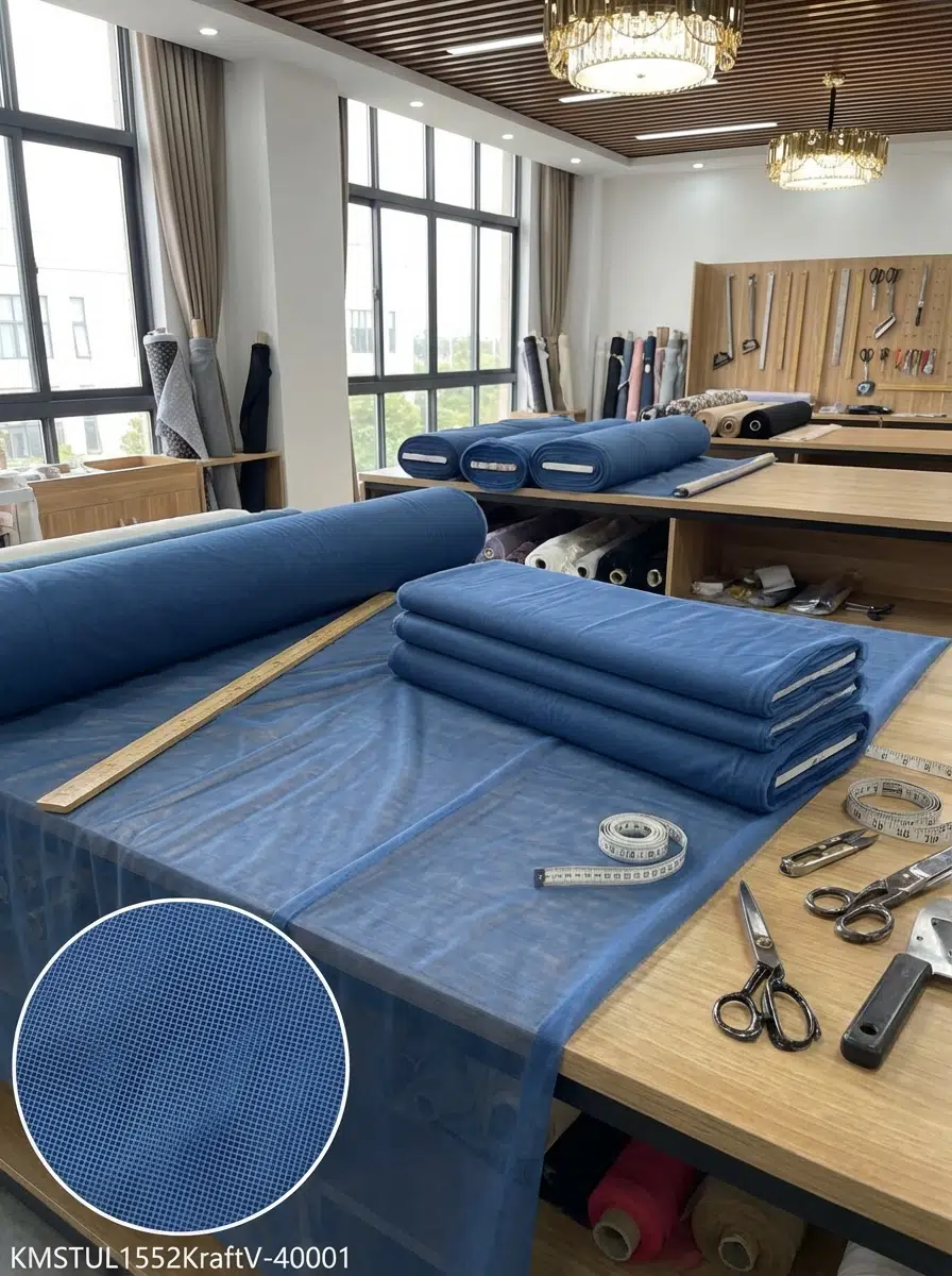 Dekoratif Keten Efektli Tül Perdelik Kumaş 100en300boy - İNDİGO