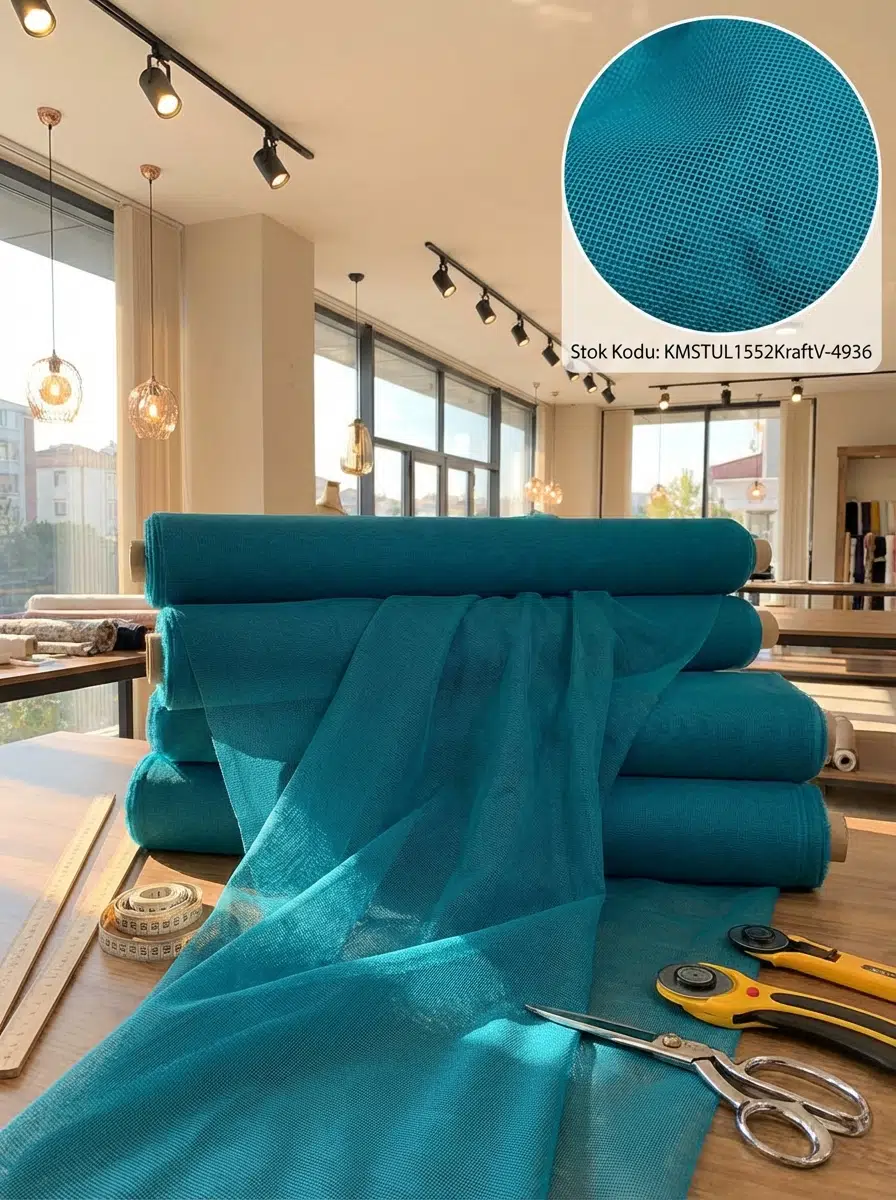 Dekoratif Keten Efektli Tül Perdelik Kumaş 100en300boy - KOYU MAVİ