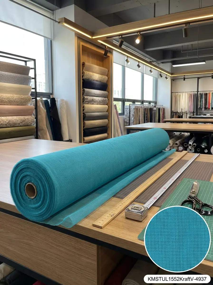 Dekoratif Keten Efektli Tül Perdelik Kumaş 100en300boy - MAVİ