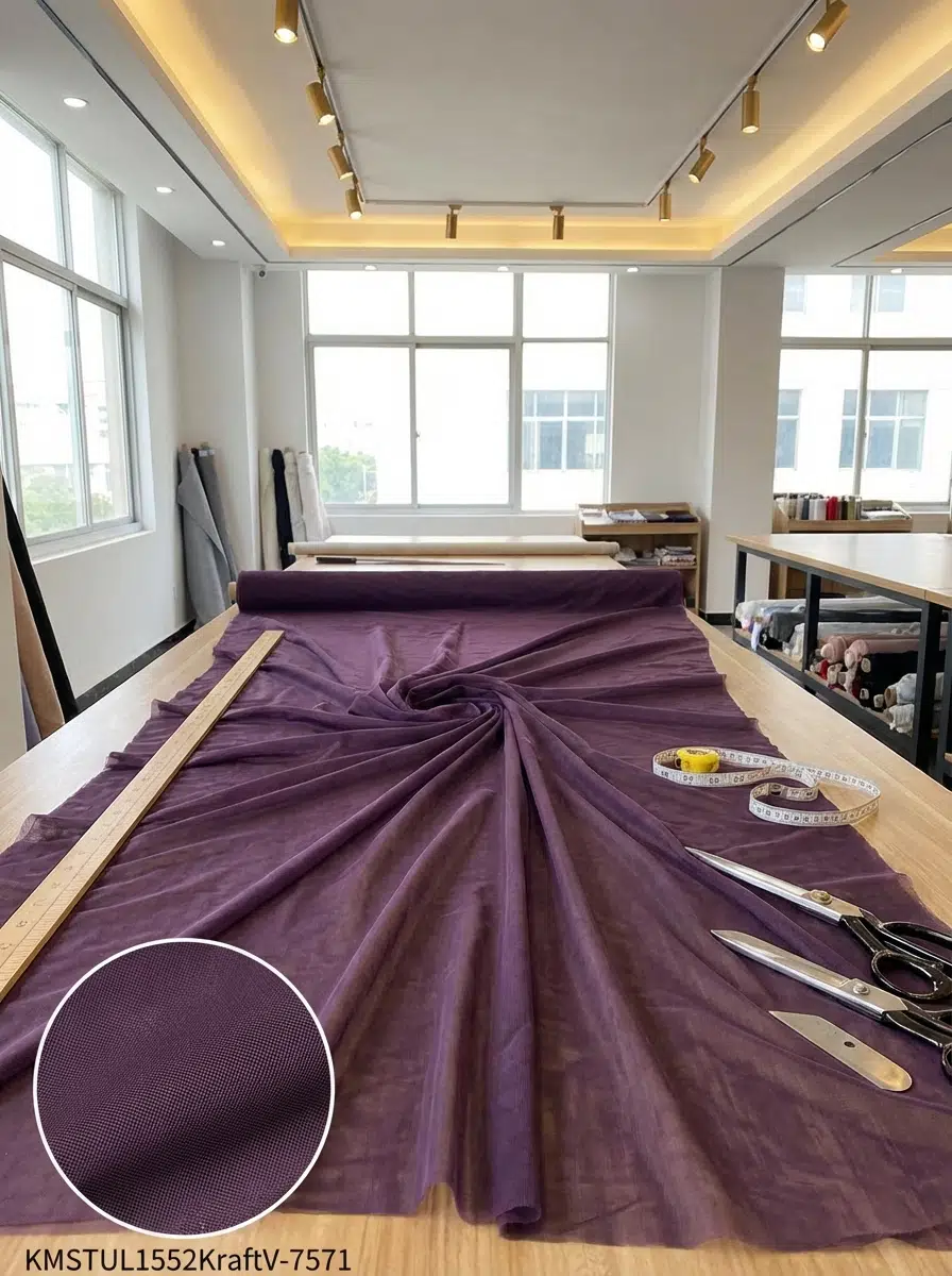 Dekoratif Keten Efektli Tül Perdelik Kumaş 100en300boy - KOYU MOR