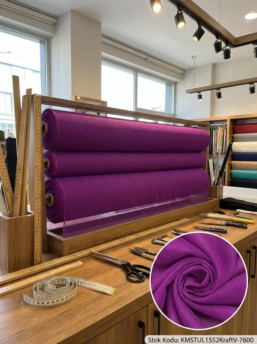 Dekoratif Keten Efektli Tül Perdelik Kumaş 100en300boy - MOR