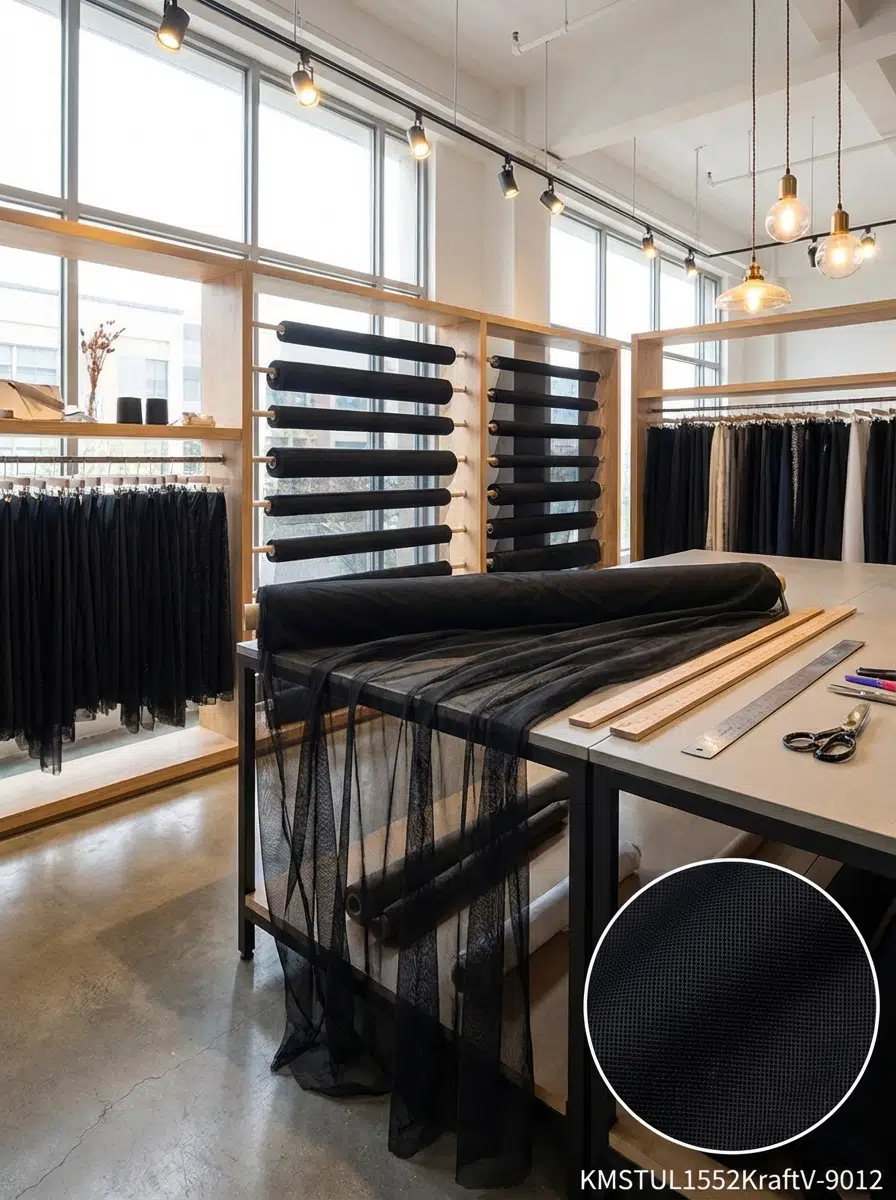 Dekoratif Keten Efektli Tül Perdelik Kumaş 100en300boy - SİYAH