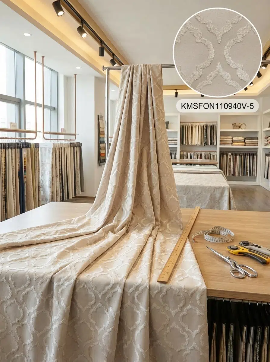 Döşemelik Jakar Desenli Fon Perdelik Kumaş 100en140boy - KOYU BEJ