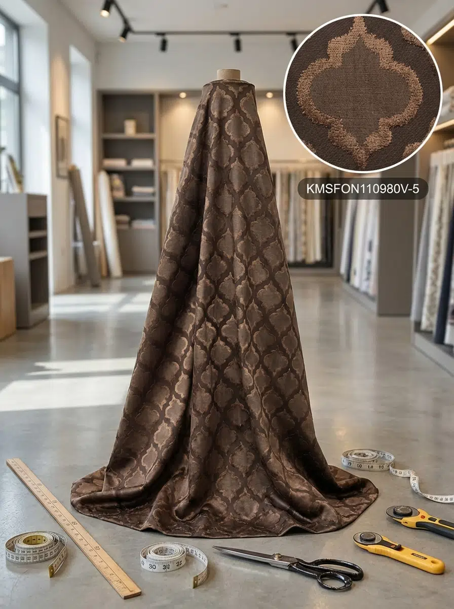 Döşemelik Jakar Desenli Fon Perdelik Kumaş 100en140boy - KAHVE