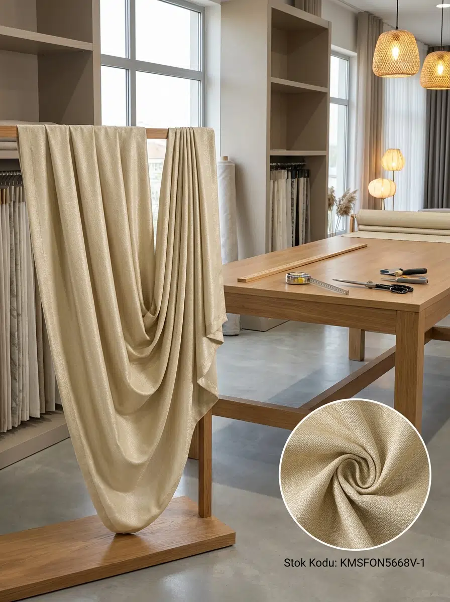 Jakar Desenli Dokuma Fon Perdelik Kumaş 100en300boy - KREM