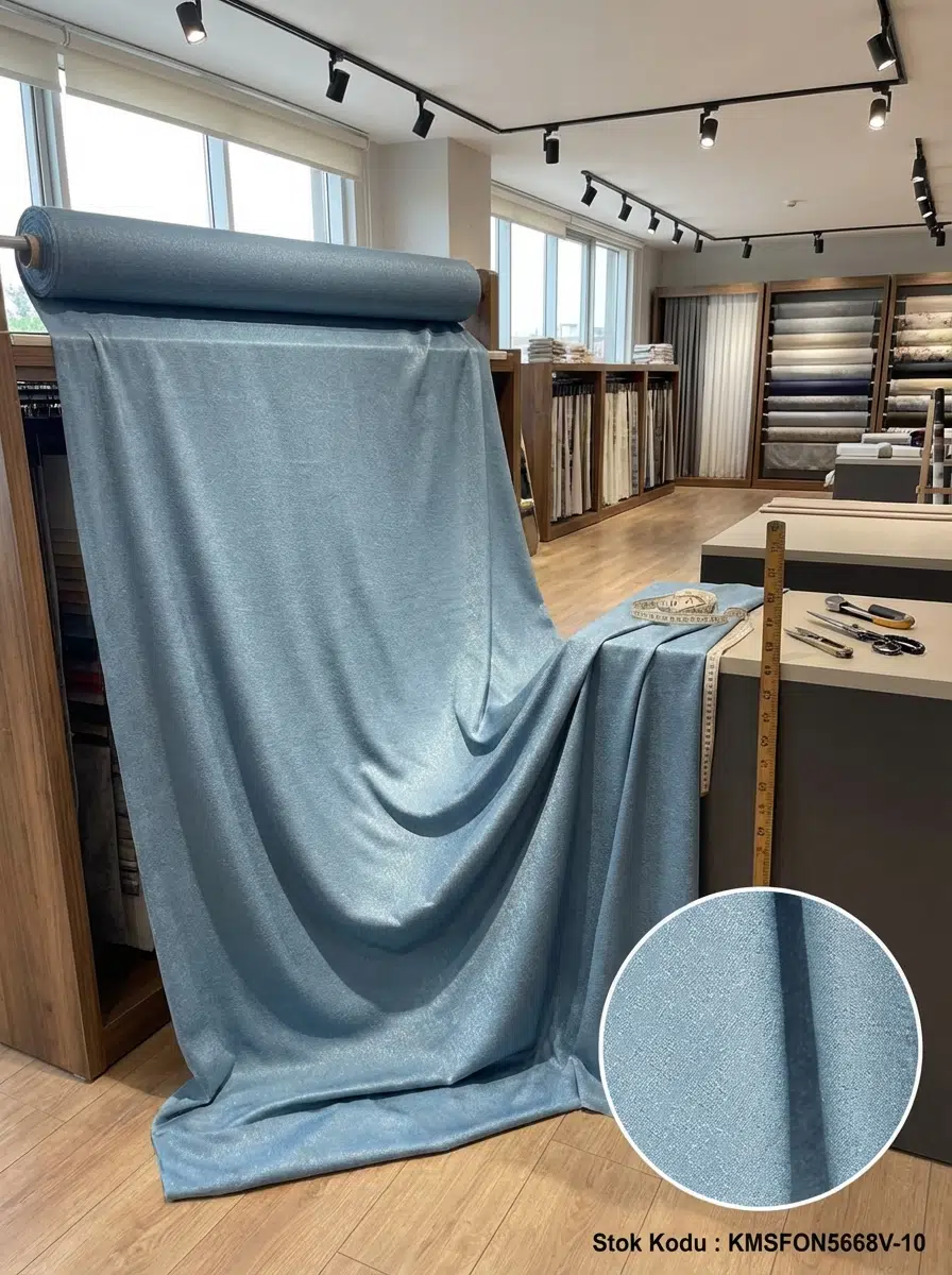 Jakar Desenli Dokuma Fon Perdelik Kumaş 100en300boy - MAVİ