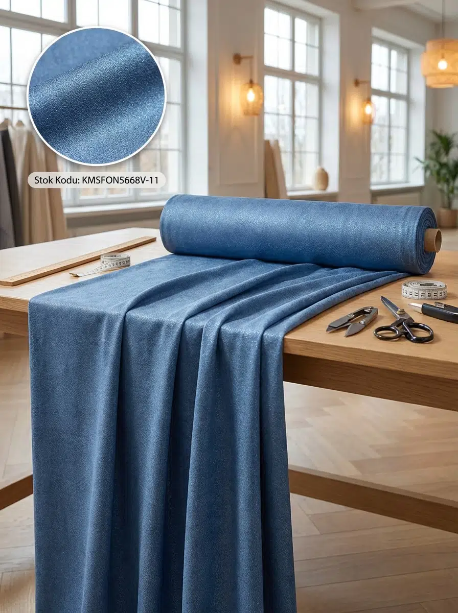 Jakar Desenli Dokuma Fon Perdelik Kumaş 100en300boy - DENİZ MAVİSİ