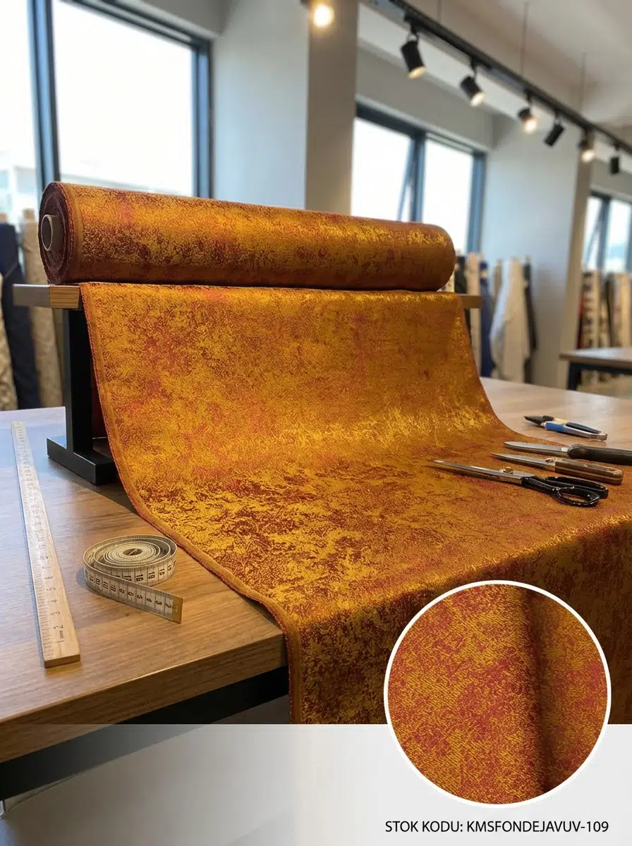 Jakar Desenli Dokuma Fon Perdelik Kumaş 100en300boy - SARI-KIRMIZI