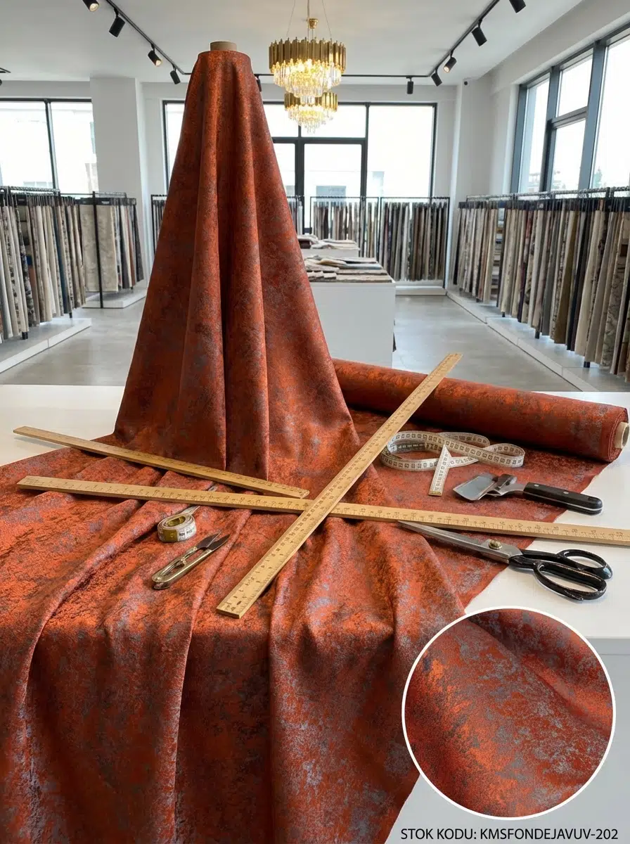 Jakar Desenli Dokuma Fon Perdelik Kumaş 100en300boy - GRİ-KİREMİT